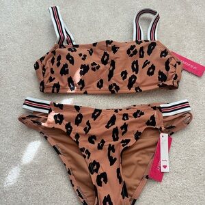 Xhilaration Leopard Print Bikini - Black and Tan